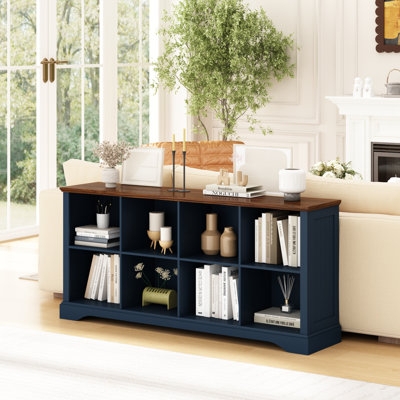 Cube Bookcase Horizontal Eight Cube White Matte Finish Modern Storage