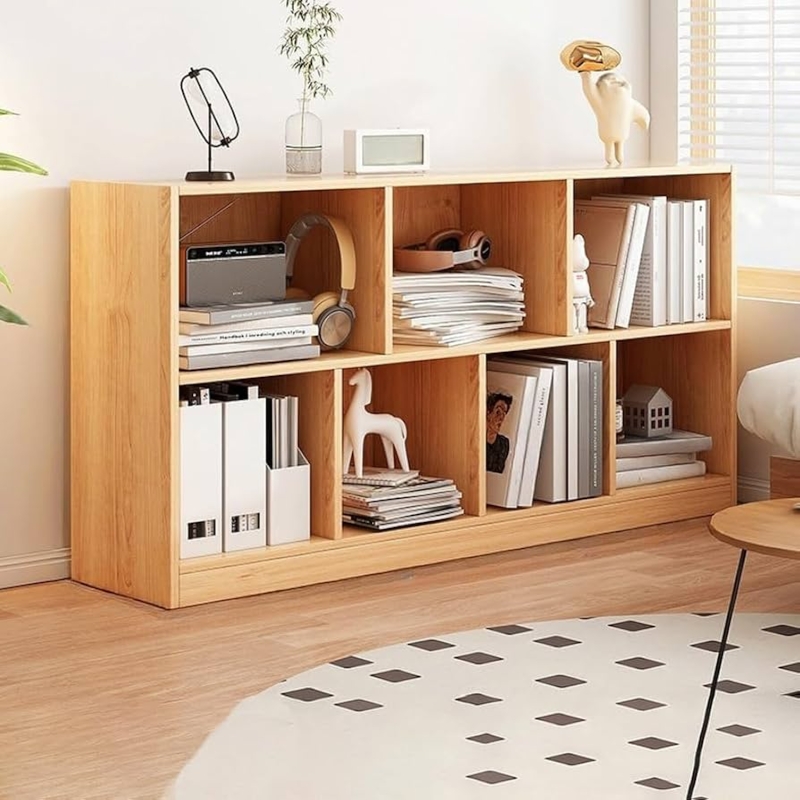 Cube Bookcase Mixed Storage Modern Horizontal Natural Wood