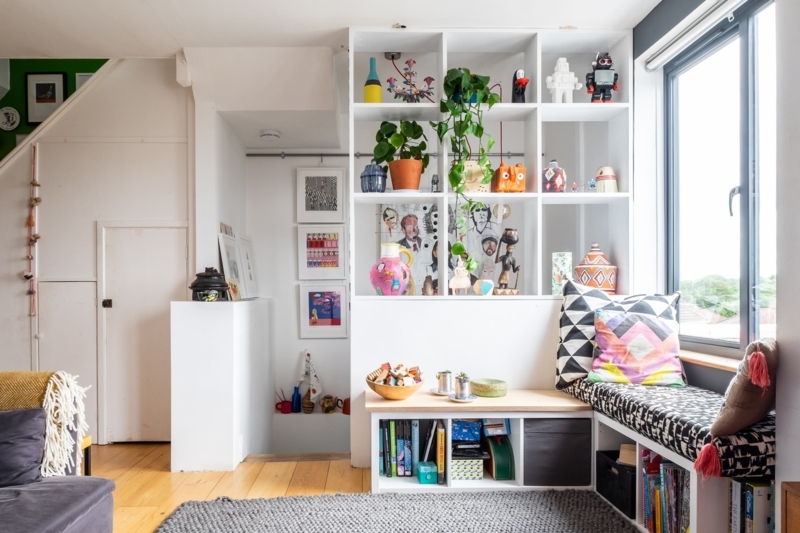 Cube Bookcase Sixteen Cube Grid White Open Back Scandinavian Divider