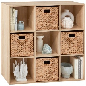 Cube Bookshelf Light Oak Checkerboard Back Panels Organizer