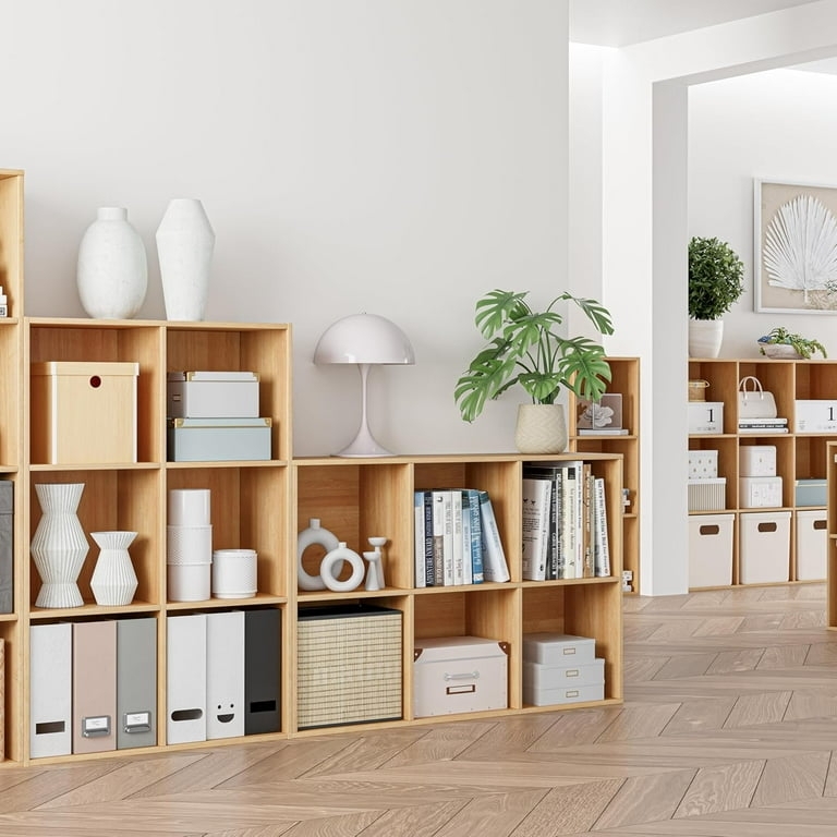 Cube Organizer 3x2 Layout Natural Oak Horizontal Bookshelf