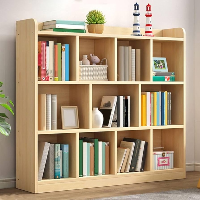 Cube Storage Bookcase, Scandinavian Style in Natural Blonde Wood Tone