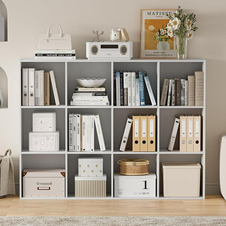 Cube Storage Organizer 12 Cube Grid White Modular Layout