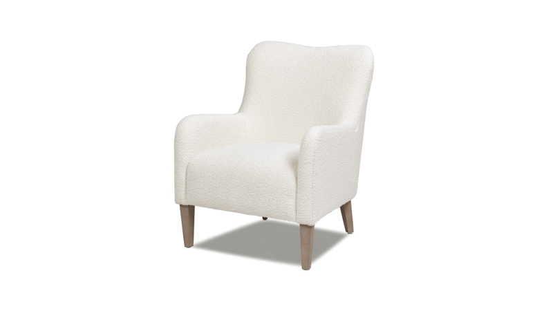 Curved Barrel Chair Gold Legs with Ivory Boucle Texture