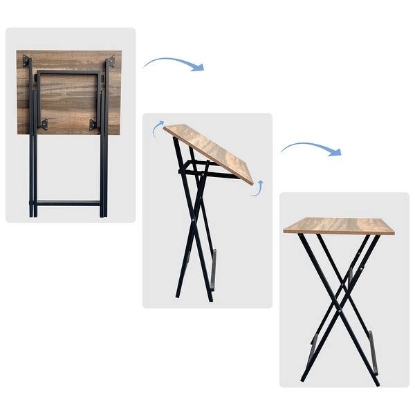 Dark Espresso Tv Tray Set of 4 with Rounded Corners and Stand