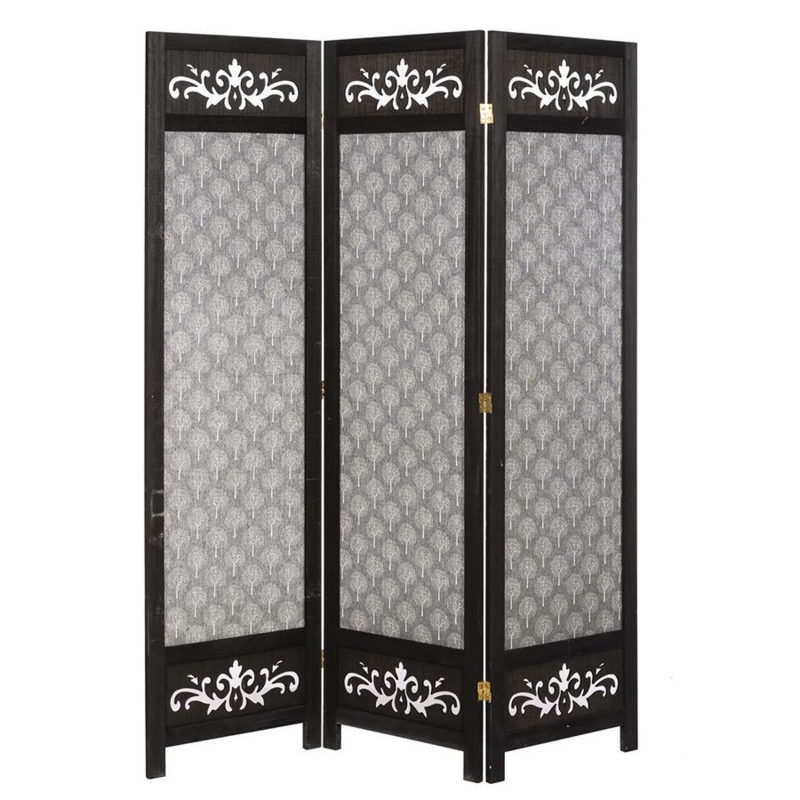 Decorative Room Divider Tree Pattern Scrollwork Cutouts Canvas Screen