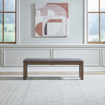 Dining Bench Backless Dark Wood Frame Tapered Legs Upholstered