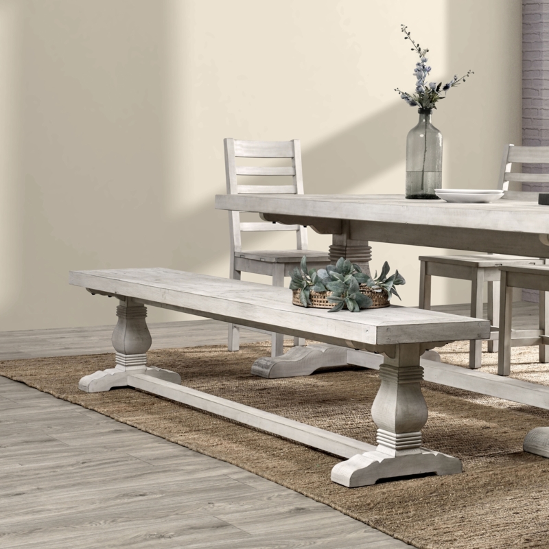 Dining Bench Carved Pedestal Legs Trestle Design Rustic