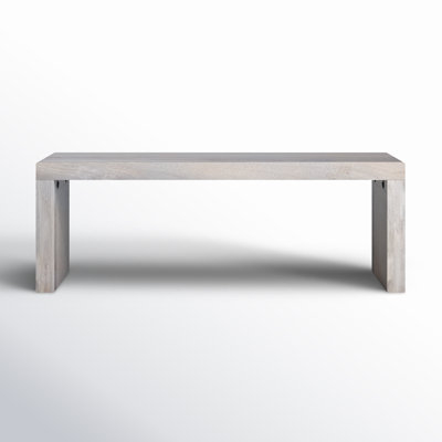 Dining Bench, Charred Black Wood, Cracked Texture, Block Legs