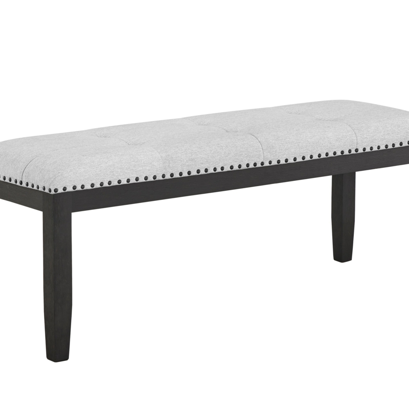Dining Bench Featuring Silver Nailhead Trim and Button Tufting