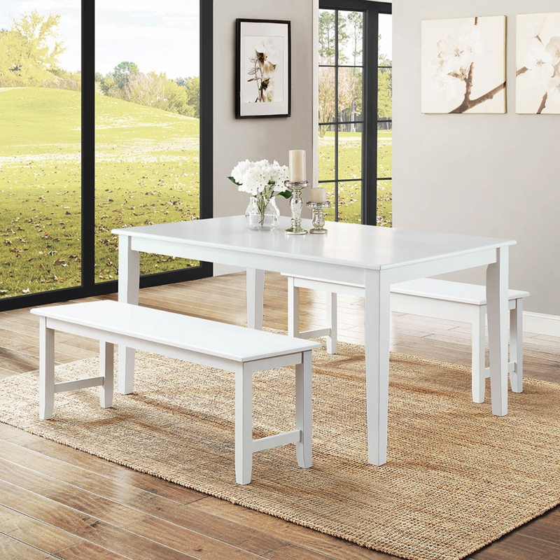 Dining Bench featuring Two-Tone Finish with Wood Top and White Base