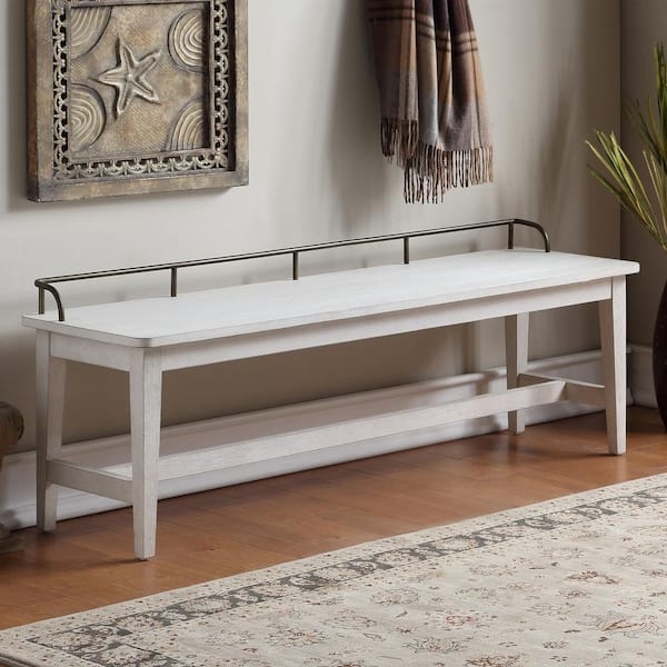 Dining Bench Galley Rail Tapered Legs Coastal Farmhouse Style