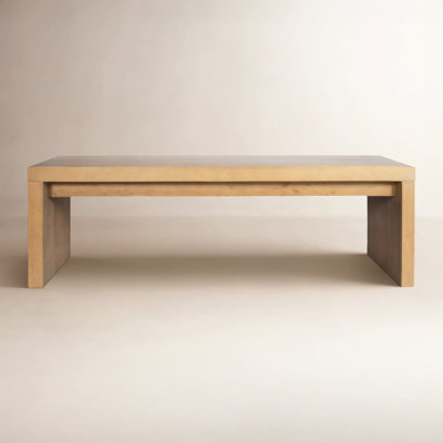 Dining Bench, Light Wood Waterfall Edge, Seamless Grain Design