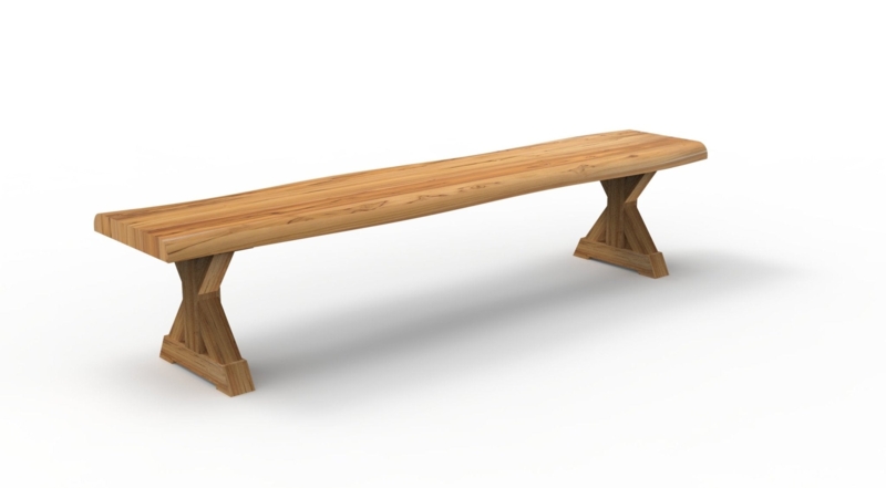 Dining Bench Live Edge Block Legs Organic Dining Room Seating