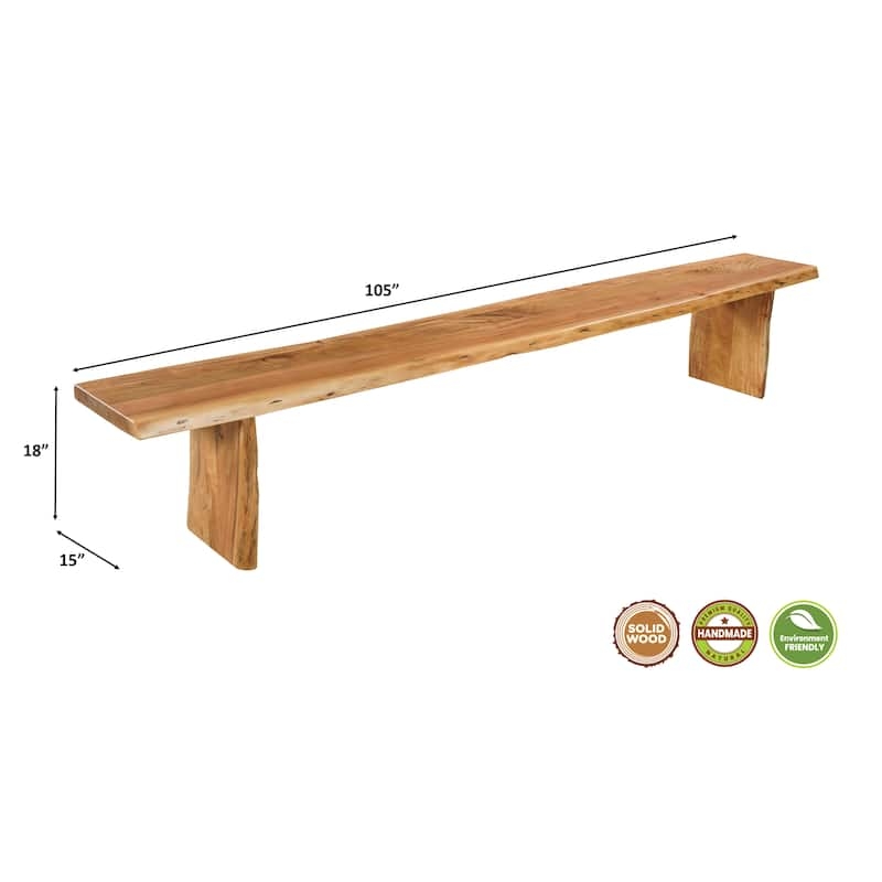 Dining Bench Live Edge U Shaped Legs Black Metal Industrial Wood