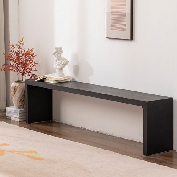 Dining Bench, Matte Black Wood Finish, Straight Geometric Legs
