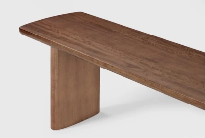 Dining Bench Rounded Ends Cylindrical Pillar Legs Wood Organic Style