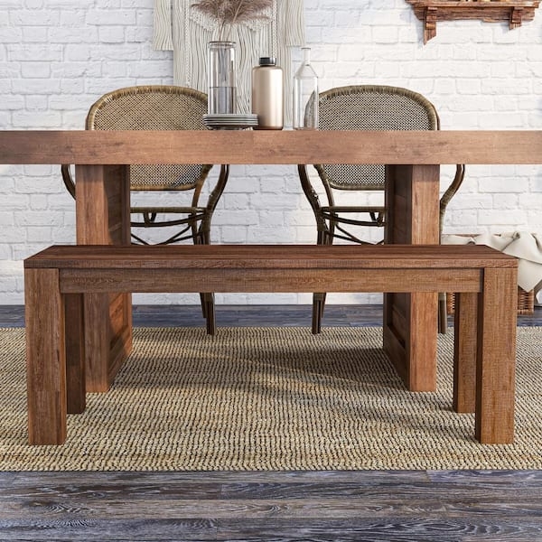 Dining Bench Rounded Top Edges Tapered Splayed Legs Scandinavian Wood