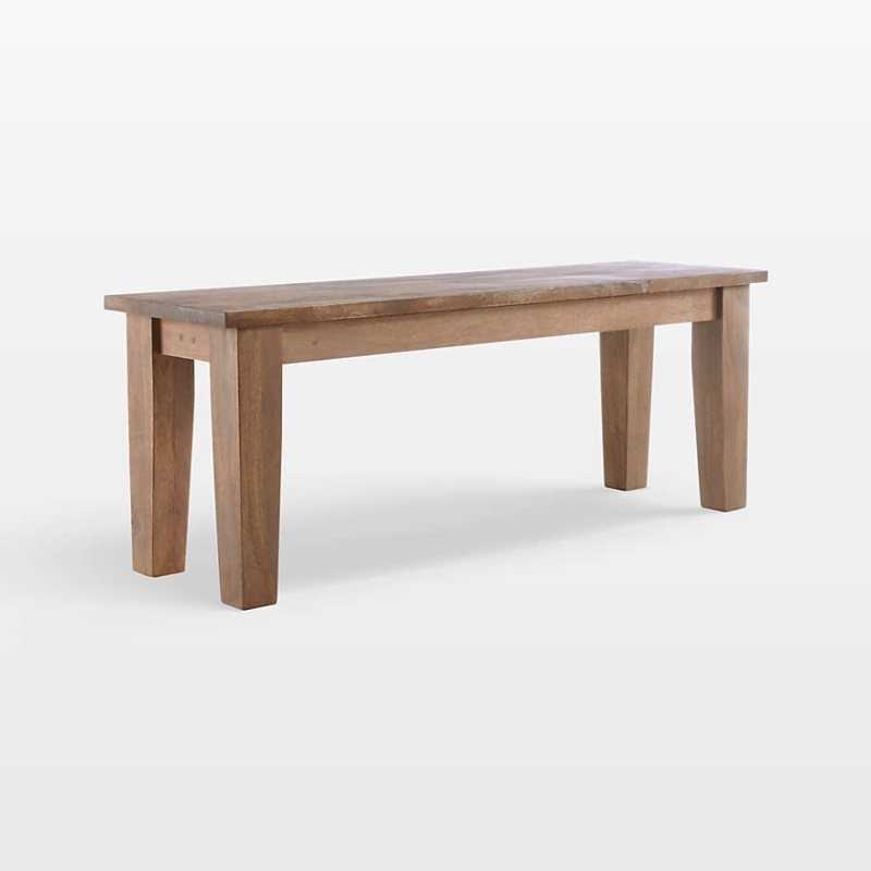 Dining Bench Rustic Wood Chunky Block Legs Matte Finish