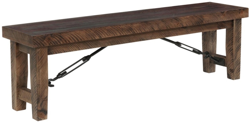 Dining Bench Slat Back Scalloped Apron Dark Brown Tapered Legs