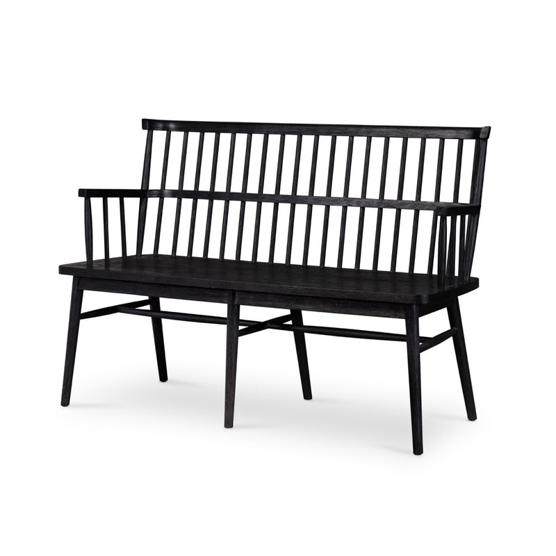 Dining Bench Spindle Back Windsor Silhouette Matte Wood Seating