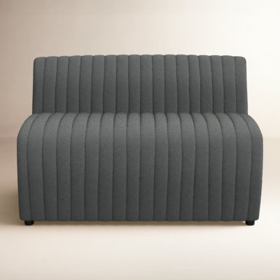 Dining Bench Tapered Legs Black Upholstered Seat Backless Mid-Century