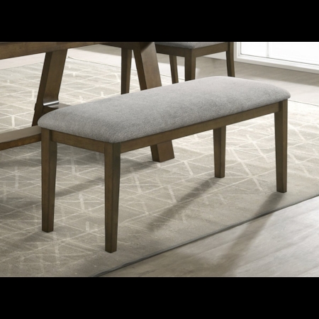 Dining Bench Taupe Upholstered Seat Backless Dark Wood Tapered Legs