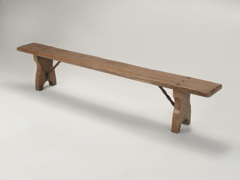 Dining Bench Traditional French Country Long Plank Seat Cutout Base