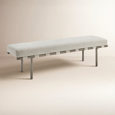 Dining Bench Traditional Turned Leg Upholstered Beige Farmhouse Style