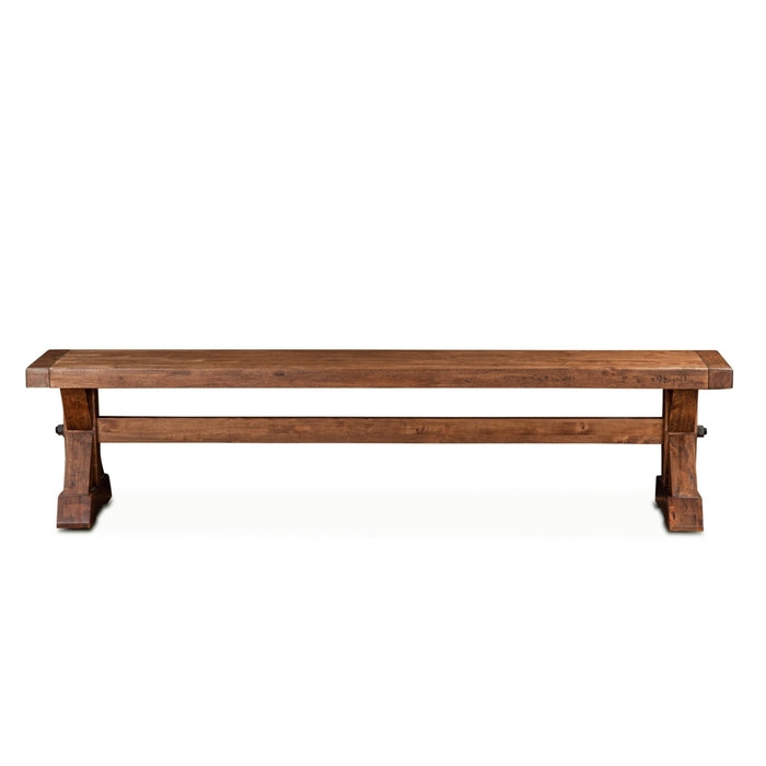 Dining Bench Trestle Base Extra Long Profile Rustic Grain