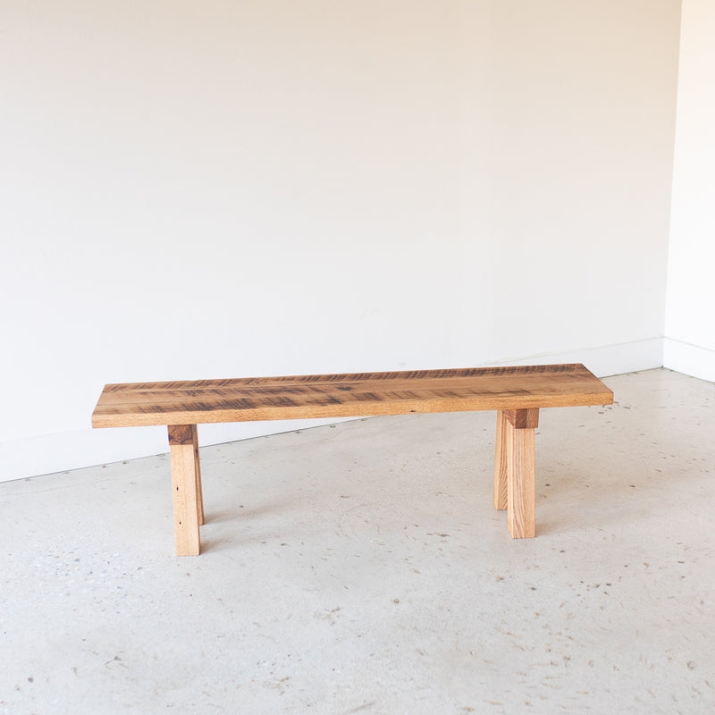 Dining Bench Trestle Base Thick Rectangular Seat Modern Farmhouse