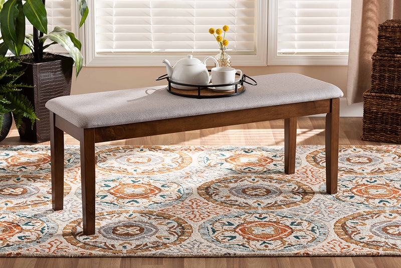 Dining Bench Walnut Wood Splayed Legs Curved Open Back Design