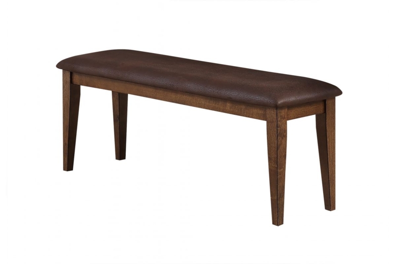 Dining Bench Warm Mango Brown Wood Tapered Legs Mid-Century Style