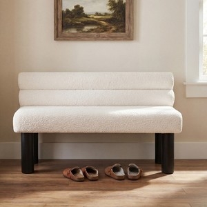 Dining Bench with Curved Silhouette and Boucle Texture Backrest