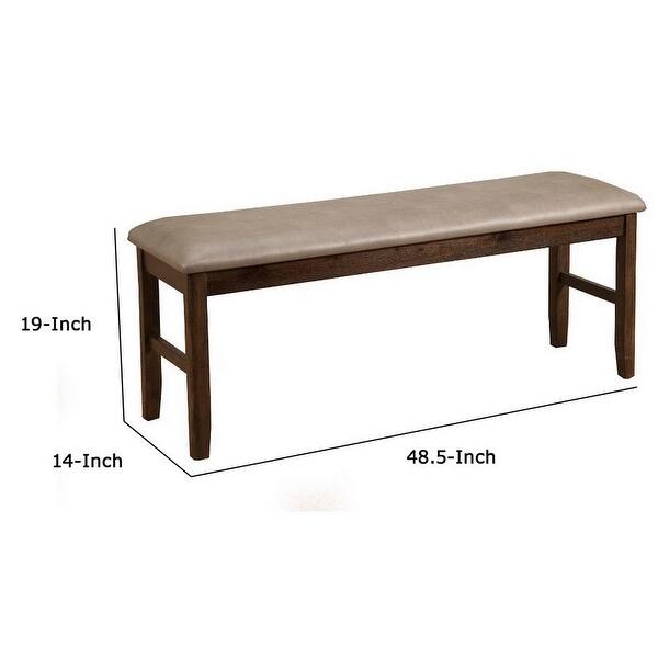 Dining Bench with Espresso Tapered Legs and Chocolate Padded Upholstery