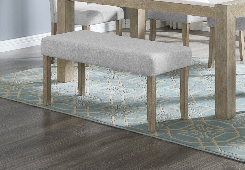 Dining Bench with Gray Washed Finish and H Stretcher Base