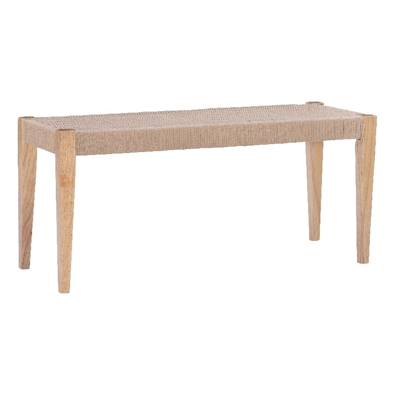Dining Bench with Handwoven Rope Seat in Scandinavian Coastal Style
