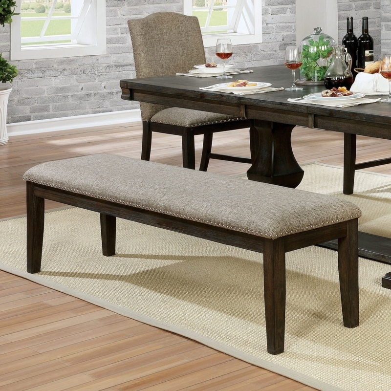 Dining Bench with Nailhead Trim, Upholstered Seat