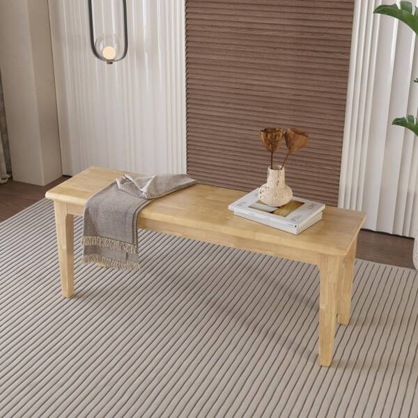 Dining Bench with Rounded Corners in Light Wood Scandinavian Style