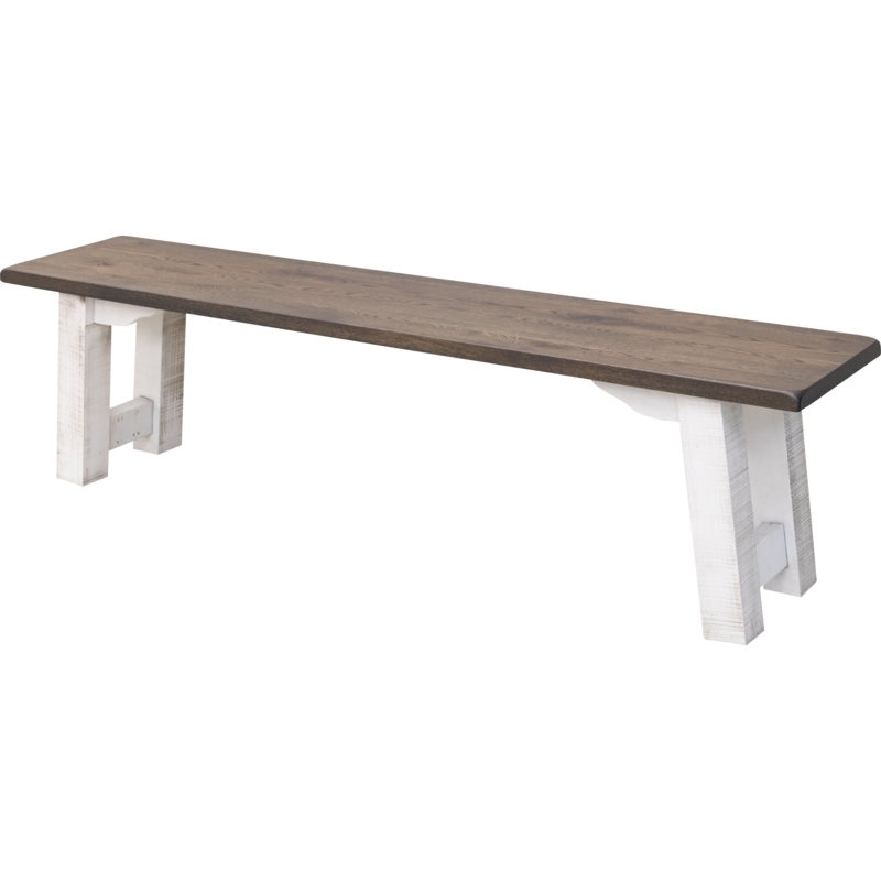 Dining Bench with Tapered Legs in Two-Tone Wood and White Shaker Style