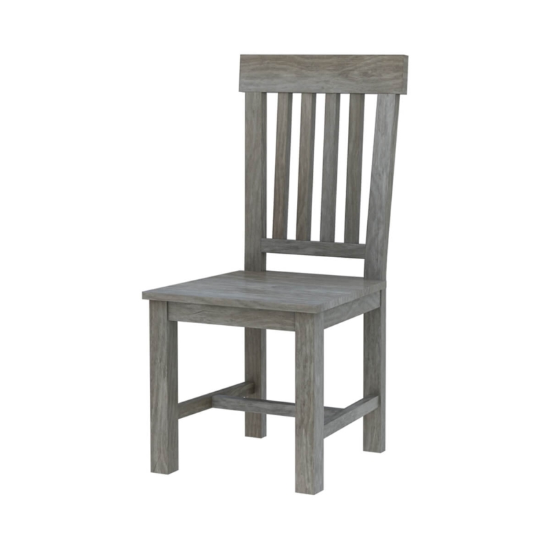 Dining Chair Slat Back Design Weathered Grey Finish Farmhouse Style