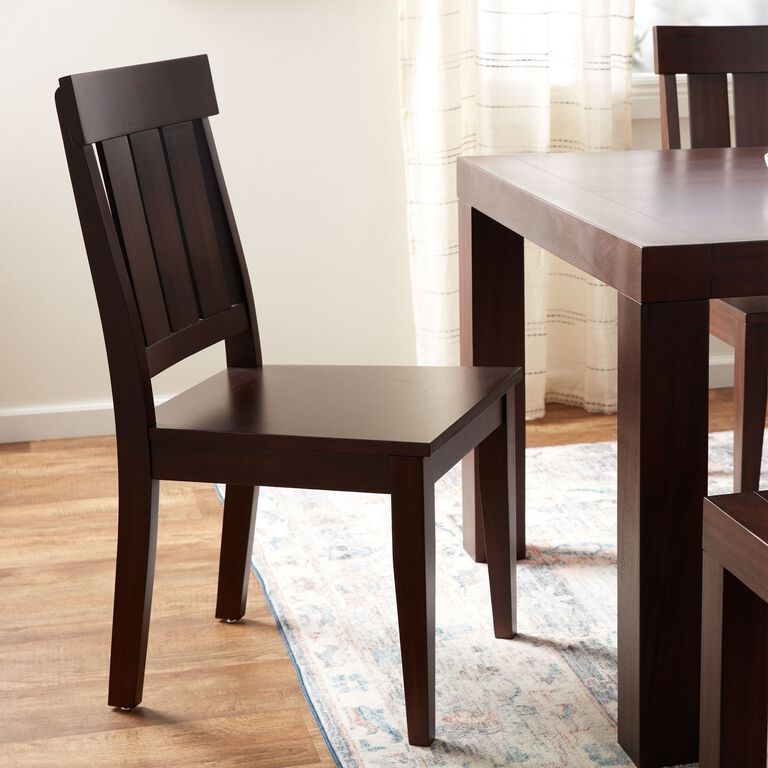Dining Chair Slat Back Espresso Finish Contoured Wood Seat