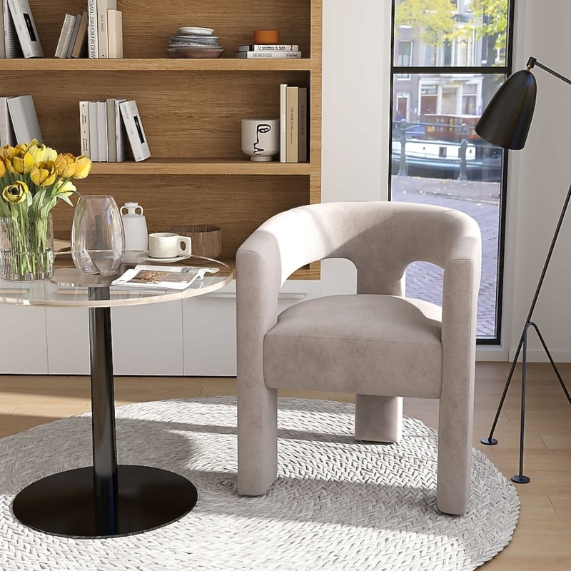 Dining Chair Teal Velvet Channel Tufting Open Back Modern