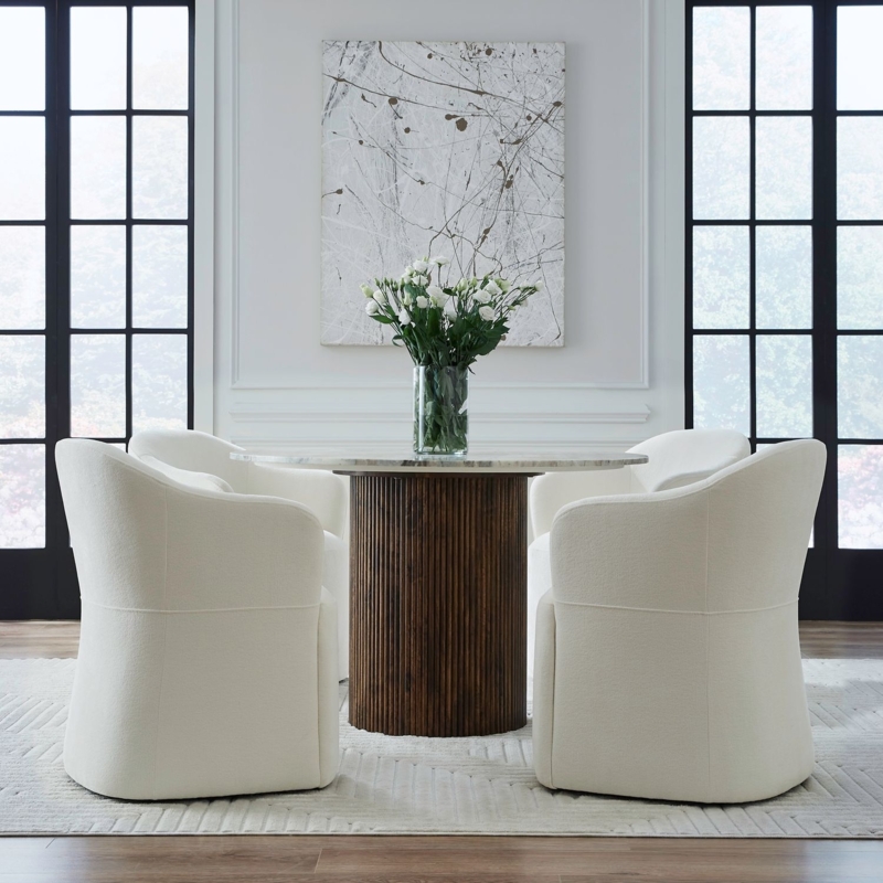 Dining Chair Turned Front Legs Ivory Fabric Weathered Gray, Farmhouse