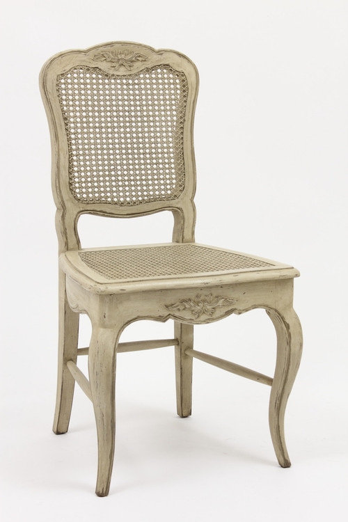 Dining Chair with Cane Back, Upholstered Seat, and Cabriole Legs