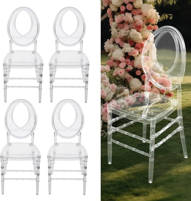 Dining Chair with Transparent Spindle Back and Chiavari Silhouette