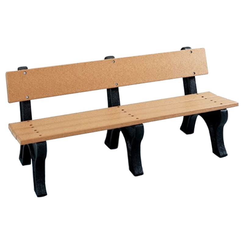 Durable Park Bench with Three-Leg Support and Tan and Black Contrast