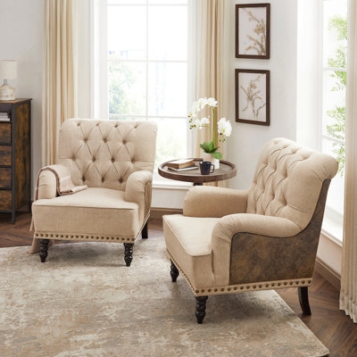 Elegant Rolled Arm Wingback Chair with Diamond Tufting