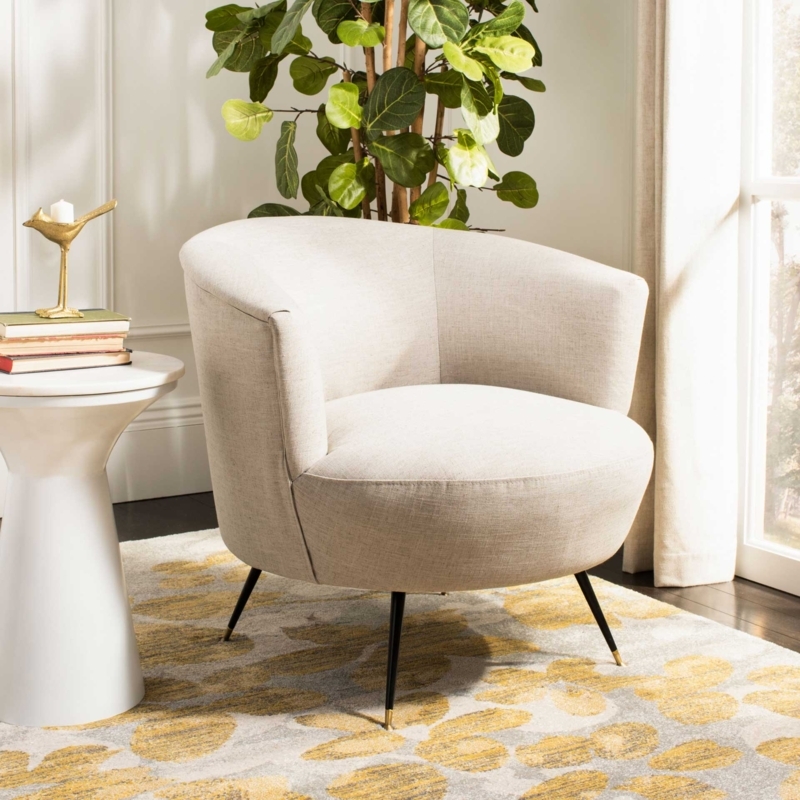 Elegant Velvet-Like Button Tufted Accent Chair with Flared Arms