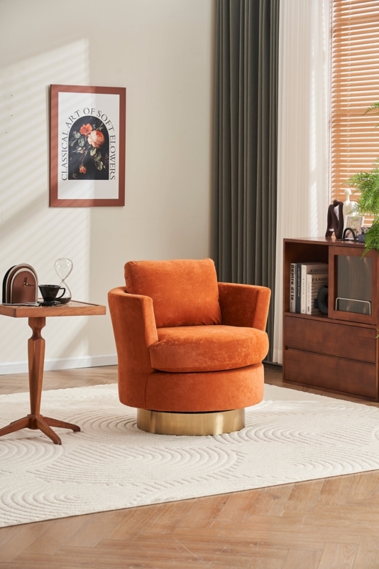 Emerald Velvet Swivel Accent Chair with Gold Base